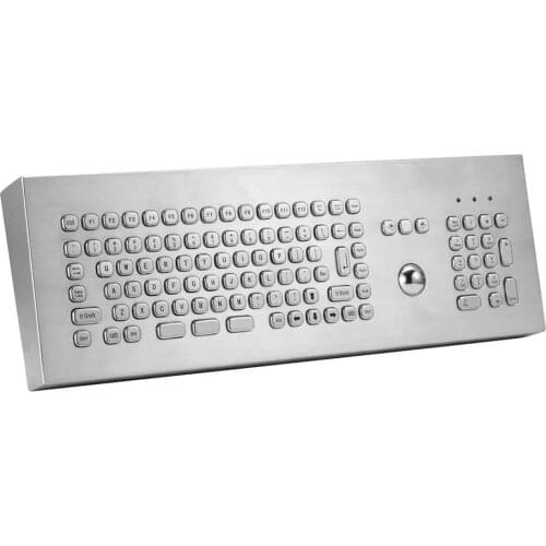 Compact Format Stainless Steel Industrial Keypad with Full Keyboard Functionalities,107 Rounded Edge Keytop Buttons,Trackball