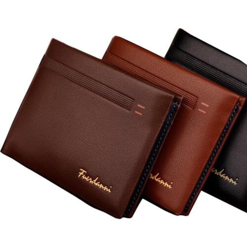 Fashion New Qulaity PU Leather Men Wallets 3 Fold Business Short Style Design Black Coffee Photo Bit Card Holder Purse Wallet