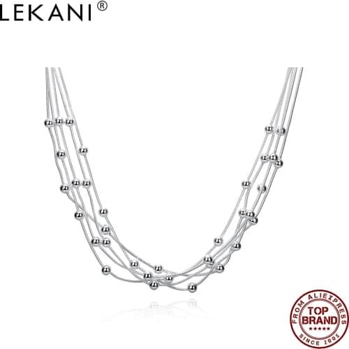 LEKANI Five Line Light Beads Unisex White Necklaces For Women Men Simple Chains Necklace Anniversary Fashion Jewelry New Listing