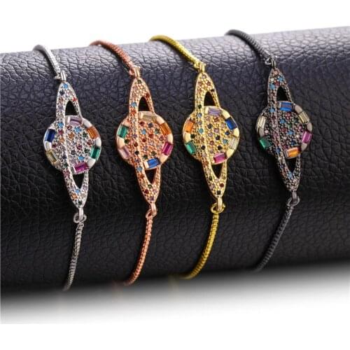 Hot Micro-inlaid zircon Planet shape pull Fashion lucky bracelet Adjustable size planet series fashion jewelry ins best gift