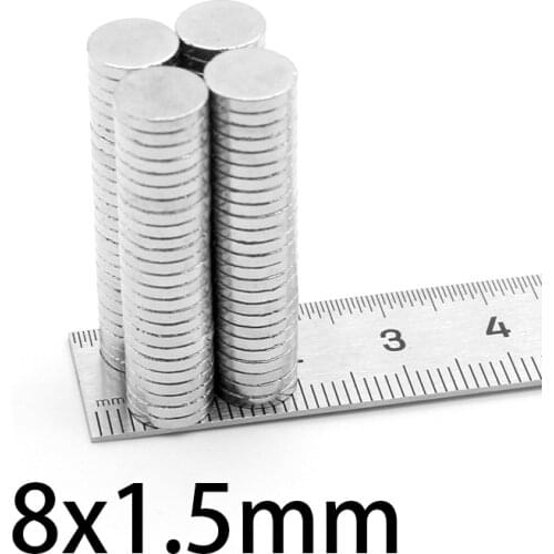 50-500pcs Neodymium N35 Dia 8x1.5mm Strong Magnets Tiny Disc NdFeB Rare Earth For Crafts Models Fridge Sticking magnet 8mmx1.5mm