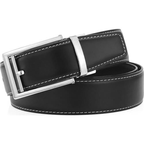 High Quality pin buckle cowboy men belt luxury brand genuine leather balck Waist Strap ceinture homme 3.3cm wide Cowskin