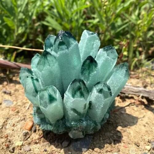 Natural Green Ghost Phantom Quartz Crystal Cluster rock stones and crystals mineral reiki Healing Specimen Home decor