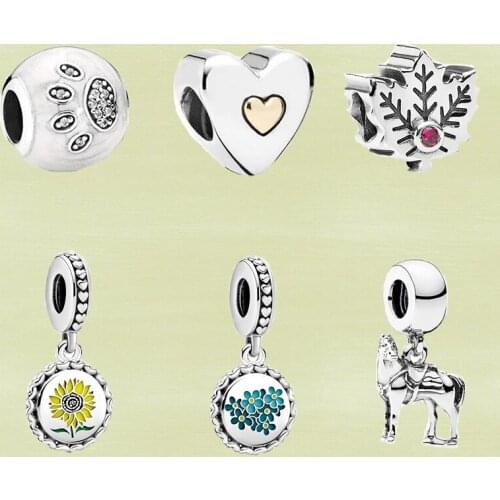 2021 New S925 Silver Sunflower Blue, Let Me Never Bloom, The Charm Of Horse And Pet Enamel Is A Beautiful Gift For Ladies
