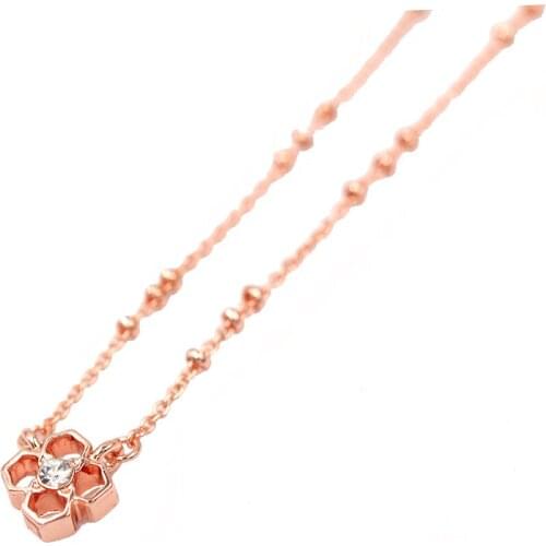 2020 Spring New Clear Stone Inaly Howllow Out Mini Flower Pendant Necklace
