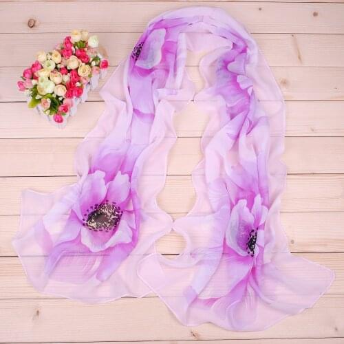 New chiffon printed silk scarf elegant elegant flower female scarf spring summer fashion printed scarf