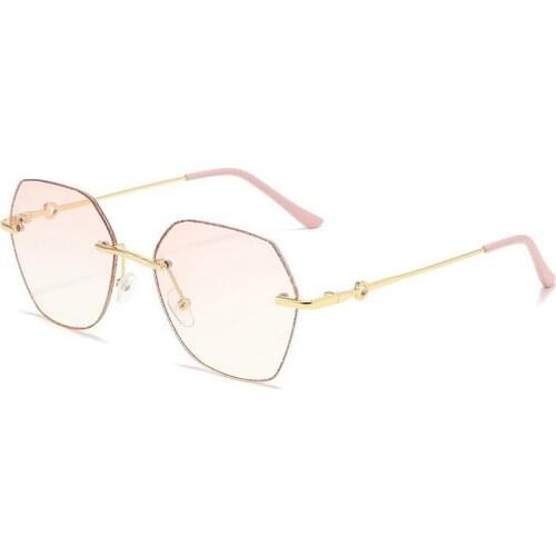 Women New Fashion Elegant Crystal Anti Blu Ray Ultralight Oversized Rimless Polygon Designer Glasses Frame eyeglasses