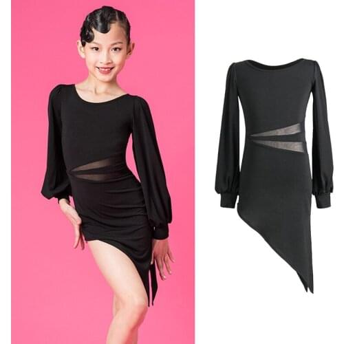 Latin Dance Dress For Girls Long Sleeve Tap Dance Outfit Stage Costume Designer Clothes Salsa Dancewear Fashion Dresses JL2523