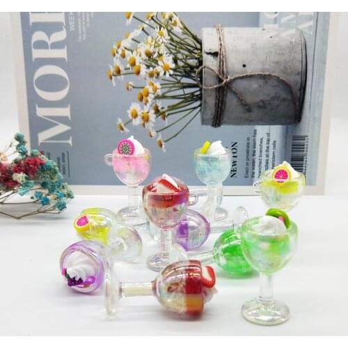 6pcs Goblet Fruit Ice Cream Resin Charms Pendants Summer Drink Floating For DIY Necklace key Chain Jewelry Making Shooting Props