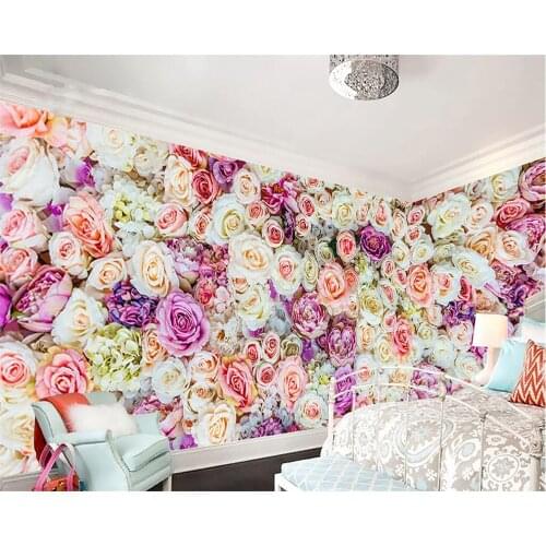 Beibehang Custom wallpaper flower sea garden flower roses TV background wall living room bedroom home decoration 3d wallpaper