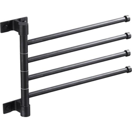 Swivel Towel Bar, 4-Arm Bathroom Swing Hanger Towel Rack Holder Storage Organizer Space Saving Wall Mount