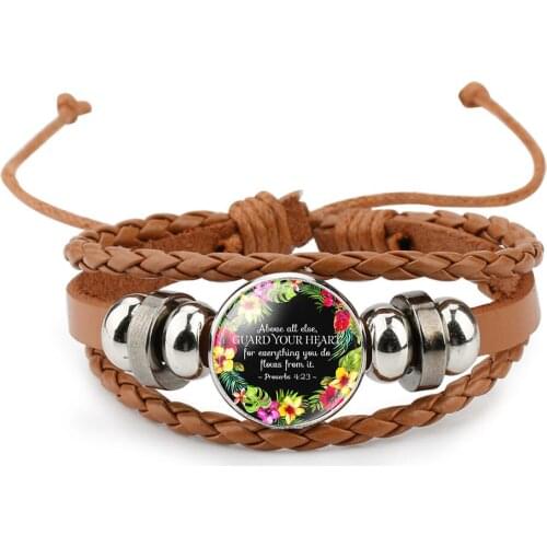 Above All Else Guard Your Heart For everthing Leather Bracelet Proverbs 4:23 Bible Verse Christian Quote Bracelets Faith Gifts