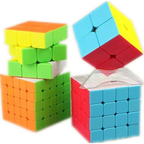Qiyi XMD 4 Cubes Set Magic Cube Set Include 2x2 3x3x3 4x4x4 5x5x5 Stickeless Cube for Brain Training Childrens toys