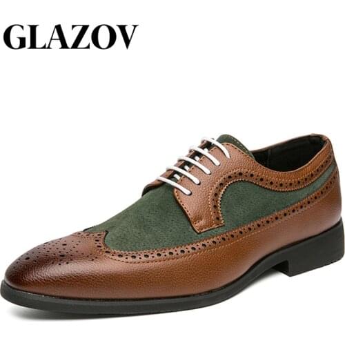 Handmade Mens Dress Shoes 100% Calf Leather Cap Toe Oxford Mixed Colors Lace Up Luxury Brogue Wedding Party Formal Shoes for Men