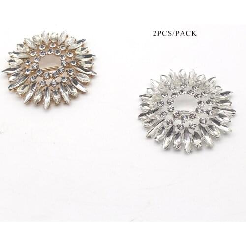 Silver or Gold Round shape Alloy Buckle 2Pcs/Lot 57mm DIY Wedding Sewing Ribbon Decoration Wedding Rhinestone Shoe Buckle