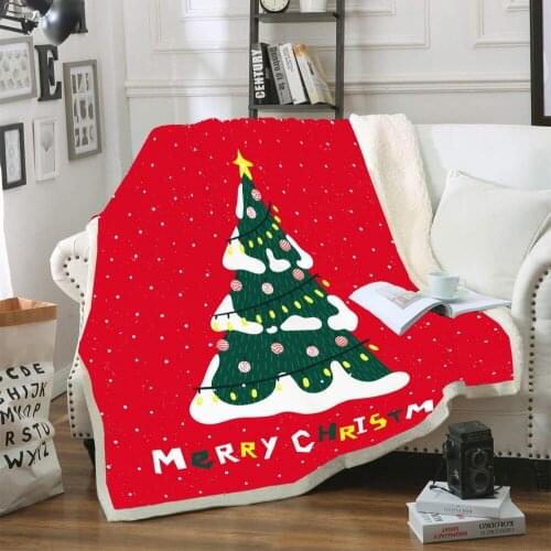 Sherpa Plush Blanket Christmas Decor Tree Red Throw Blanket Skin-friendly TV Blanket Travel Nap Blanket Winter Sheet for Child
