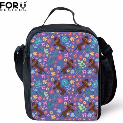 FORUDESIGNS Lunch Bag Women Handbags Office Bags Dachshund Printed Lunch Box Lunch Box for Kids Family Weekend Picnic Bag