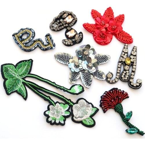 DIY embroidery Rhinestone beaded Patches for Clothing sew on wing parche Appliques Decoration Badge parches ropa