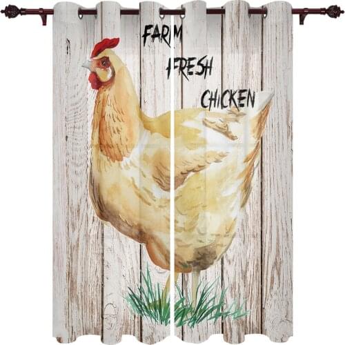 Living Room Curtains Wood Grain Farm Hen Modern Home Decor Bathroom Kitchen Bedroom Balcony Floor Valance Curtains