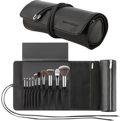 Womens Makeup Brush Bag Rolling Cosmetic Brushes Protector Leather Case Beauty Tools Pouch Holder Storage Organizer