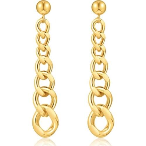 9mm Width Miami Cuban Curb Chain Dangle Earrings For Women Fashion Stainless Steel Drop Gothic Statement Punk Jewelry Earring