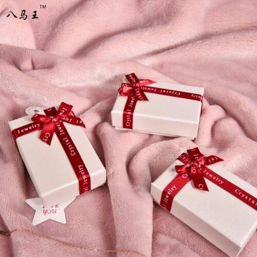 Bowknot Jewelry Birthday gift packaging Upscale flannel earrings necklace bracelet gift box подарочная коробка для подарков 10pc