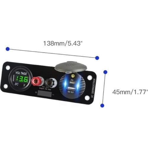 12V-24V Marine Yachts Cigarette Lighter Socket Waterproof Car Dual QC3.0 USB Outlet Panel 12 Volt RV Power Socket LED