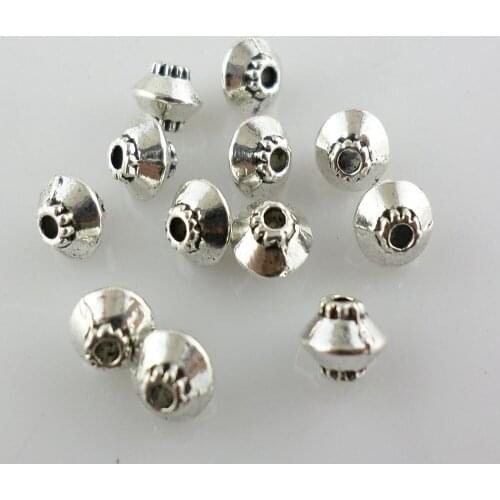 120pcs Tibetan Silver Smooth Double Cone Loose Charm Spacers Beads 5x5mm Bracelet Beading Findings
