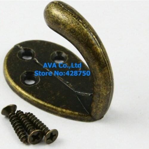 20 Pieces Wall Hook Hat Coat Robe Hooks / Antique Brass 23x37x30mm