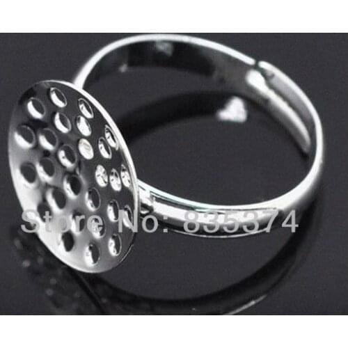 200PCs Adjustable Rings Blank Findings 17.5mm (Tray:14mm)