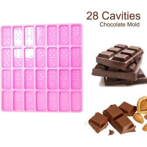 28 Girds Dominoes Chocolate Molds 28 Cavities Silicone Solid Mold Casting Molds Mat Large Silicone Sheets Making Moulds
