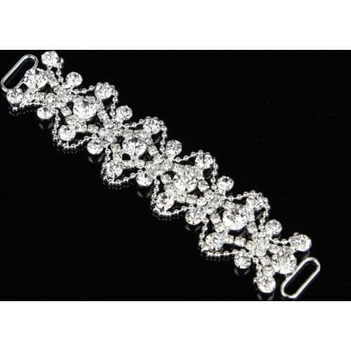 30 Pcs 11.2*2.6cm Rhinestone Bikini Connector For Swimming Wear Clear Silver DIY Hair Accessories Decor