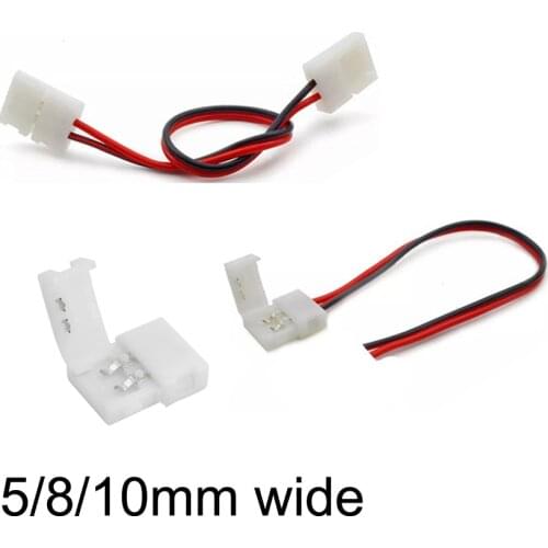 5 pcs 5mm 8mm 10mm 2 pin Single Color solderless connector PCB to PCB Connector Cable for 5050 3528 single color LED strip light