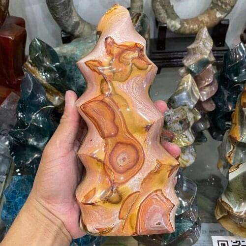 700-1300 grams of natural sea jade crystal torch sea jade flame decoration home retro stone design decoration