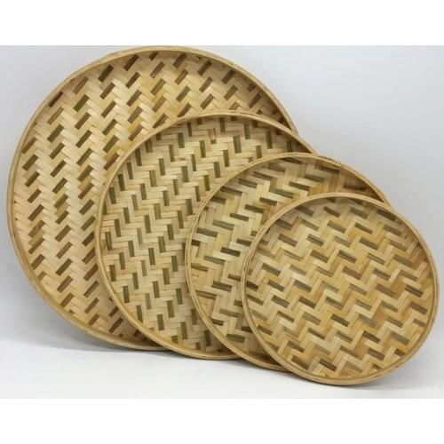 80% HOT SALE Home Round Shape Handmade Bamboo Weaving Sieve Fruit Tea Basket Storage Organizer Bamboo Sieve