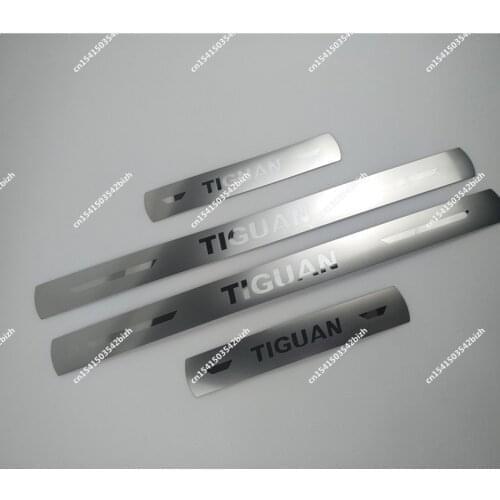 Car Accessories For TIGUAN MK2 2016-2018 2019 2020 Door Sill Scuff Plate Trim Welcome Entry Guards Kick Pedal Cover Protector