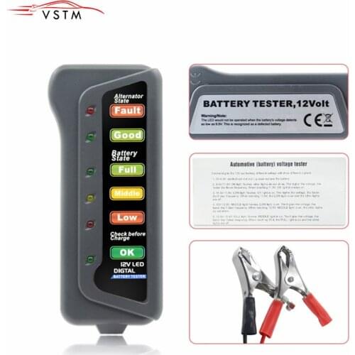 Battery Tester Digital Capacity Tester Checker For 12V Battery Power Supply Tester Measuring Instrument with 6 LED light Display