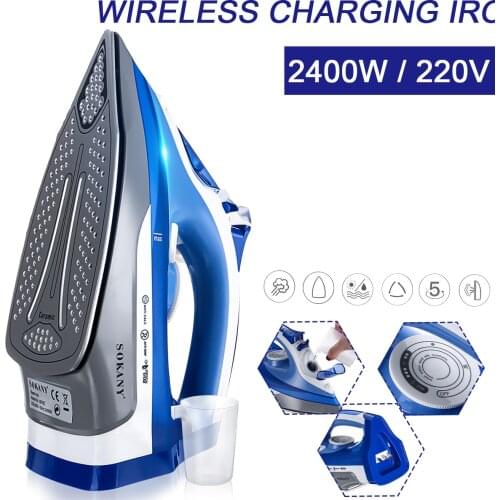 2400W Cordless Electric Steam Iron Portable Ironing Machine Garment Flatiron Non-stick Soleplate Multifunction Adjustable