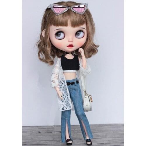 BJDdoll Suitable for Blythes ob24 size doll clothes sexy denim flared trousers before the wind split jeans doll accessories