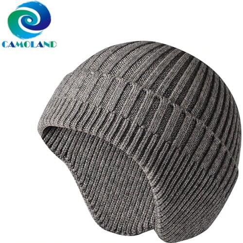CAMOLAND New Fashion Autumn Beanies Earflap Knitted Hat Women Men Candy Color Hip Hop Outdoor Skullcap Casual Bonnet Hats