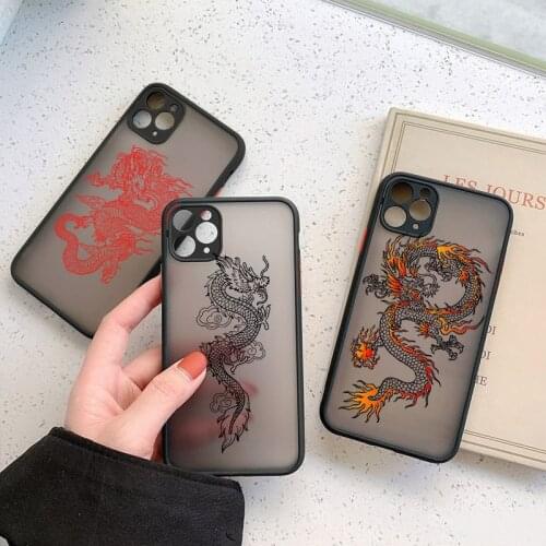 Chinese Dragon God Pattern Matte Case For iPhone 12 Pro Max 11 Pro Max XS Max XR X 7 8 Plus 12 Mini SE 2020 Clear Back Covers