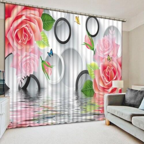 Decoration curtains Customized size Luxury Blackout 3D Window Curtains For Living Room pink curtains