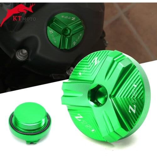 For KAWASAKI Z750/S Z 750 2004-2012 2011 Motorcycle Accessories Engine Oil Drain Plug Cover With logo " Z750" Oil Filler Cap