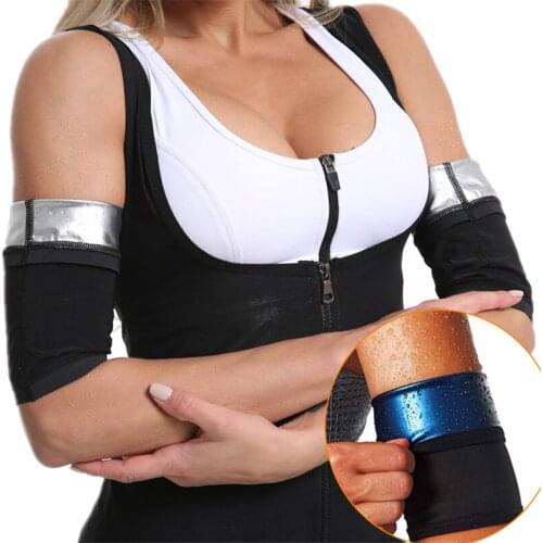 Women Sauna Arm Shaper 1Pair Sweating Silver Make Hot Fat Burning Body Control Fitness Stretch Slimming Shapewear