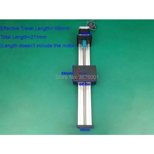 Effective Travel Length Stroke 100mm 50mm T8*2 8*4 8*8mm T-screw Linear Guide Moving Table Slide Rail+57Nema23 Stepper Motor CN