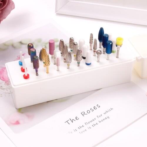 Hot Sale 30 Hole Polishing Head Storage Box Nail Art Head Plug Display Stand Head Drill Grinding Bit Holder Stand Rack Container