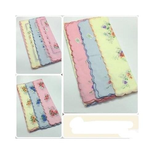 Cotton handkerchief female students sweat nostalgic old crescent stamp soft towel wipe cloth