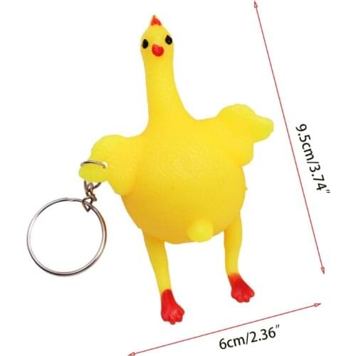 N0HD Funny Decompression Chicken Toy Stress Reducer Squeeze Laying Egg Keychain Toy Stress Relief Vent Toys for Adults Kids