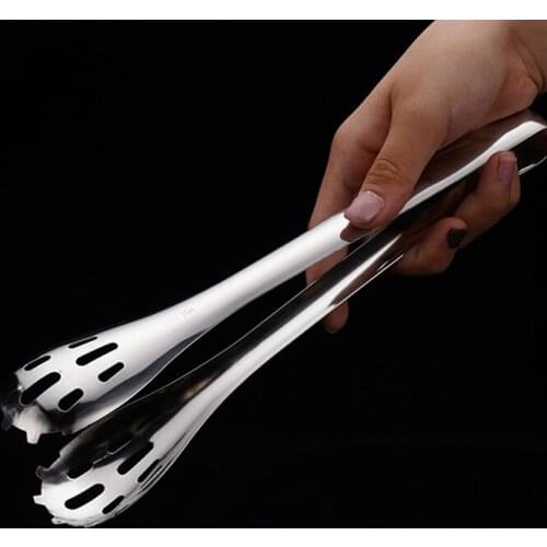 Justdolife Cooking Tongs Stainless Steel Hollow Heat-Proof Kitchen Tongs Serving Clamp Food Tongs BBQ Salad Tongs Clip