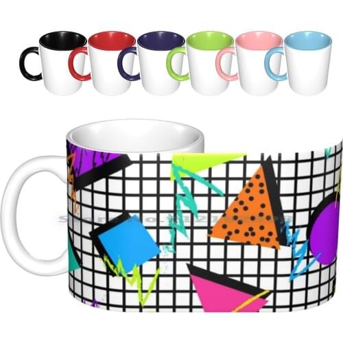 80s Rocker Geometric Print Ceramic Mugs Coffee Cups Milk Tea Mug 80s New Wave 90s Memphis Group Memphis Design Pop Art Neon